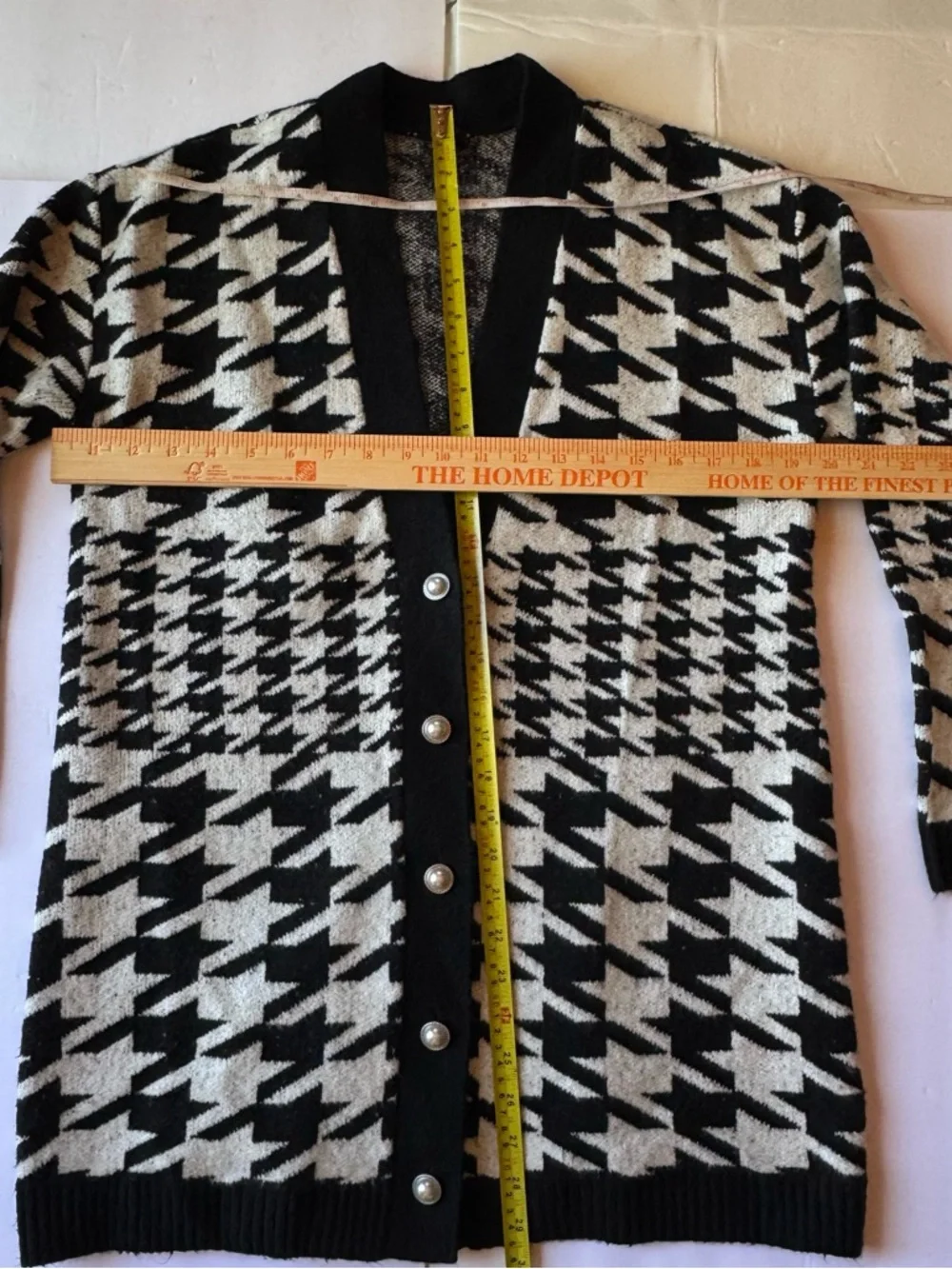 Talbots Black and White Houndstooth Button-Front Cardigan - Picture 3 of 10